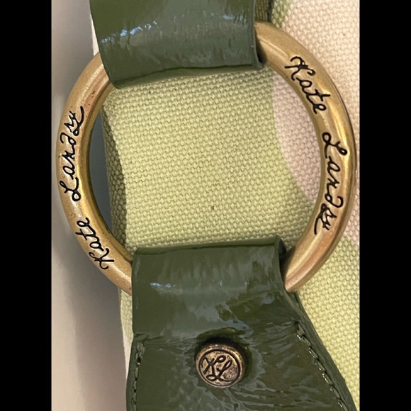 Fun 60’s Vibe Kate Landry Green and Cream Bag with Lots of Pockets - Picture 8 of 15